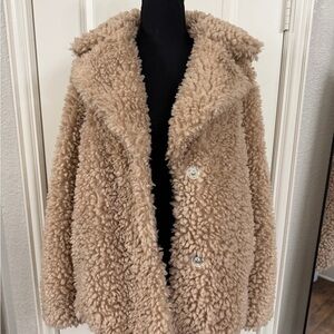 Kensie Women's Cozy Tan Reversible Teddy Jacket